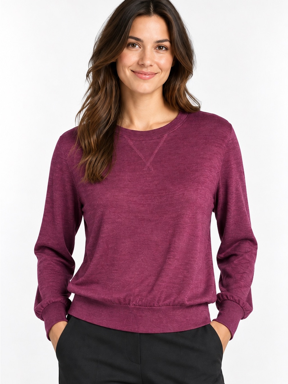 Banana Republic Luxespun Burgundy Crewneck Long Sleeve Pullover Top Women’s M